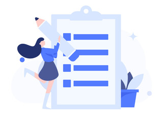 Invite friends to conduct questionnaire flat vector concept operation hand drawn illustration
