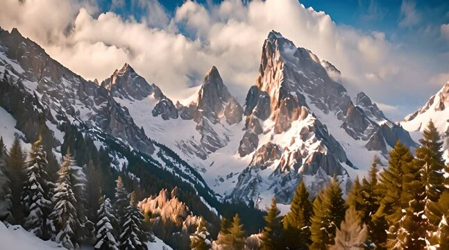 Panoramic view of the Dolomites mountains, Italy.
