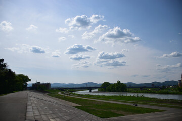 石狩川の河川敷の風景