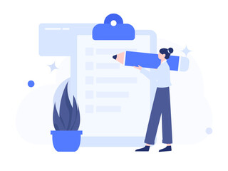 Invite friends to conduct questionnaire flat vector concept operation hand drawn illustration
