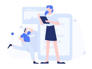 Invite friends to conduct questionnaire flat vector concept operation hand drawn illustration
