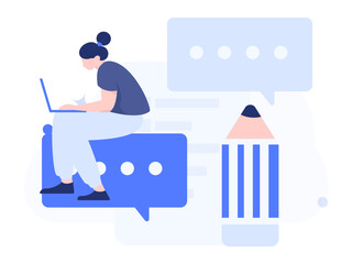 Invite friends to conduct questionnaire flat vector concept operation hand drawn illustration
