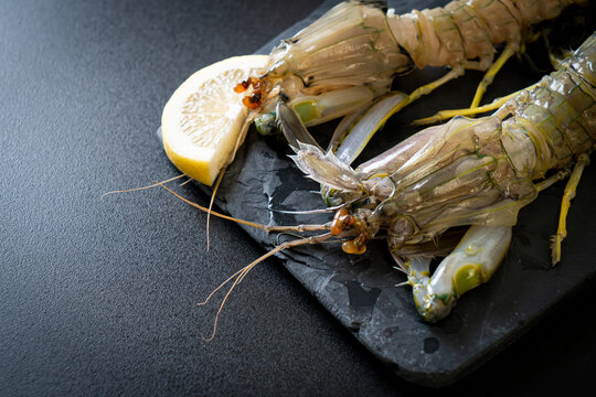 fresh mantis shrimp with lemon