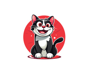 cute cat mascot logo illustration