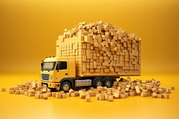 3D illustration of economy and logistics on yellow background the illustration is centered in the image and has free margins ,dslr hd quality - obrazy, fototapety, plakaty