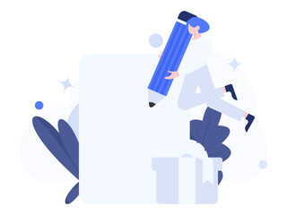 Invite friends to conduct questionnaire flat vector concept operation hand drawn illustration

