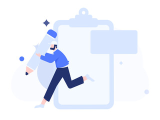 Invite friends to conduct questionnaire flat vector concept operation hand drawn illustration
