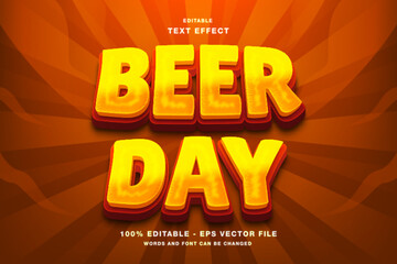 Beer Day 3d Editable Text Effect Template Style Premium Vector