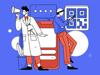 Medical characters fighting the epidemic flat vector concept operation hand drawn illustration
