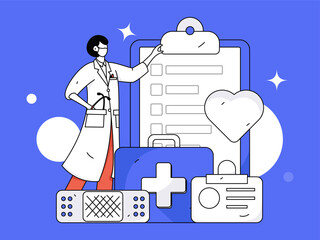 Medical characters fighting the epidemic flat vector concept operation hand drawn illustration
