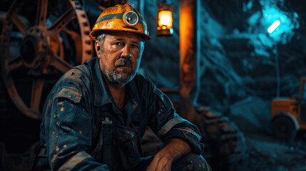 Fototapeta na wymiar Confident Male Mine worker at work portrait