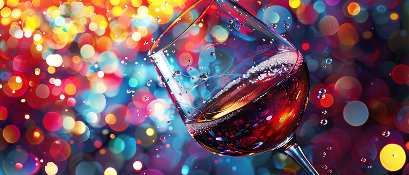 Fine Wine Closeup Elegant Glassware Sommeliers Choice Stylish In The Style Of Vibrant Dot Digital Art