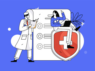 Medical characters fighting the epidemic flat vector concept operation hand drawn illustration
