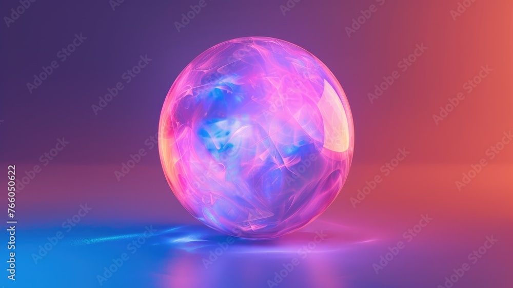 Poster vibrant neon sphere with abstract patterns - a glowing sphere with intricate neon lights and abstrac