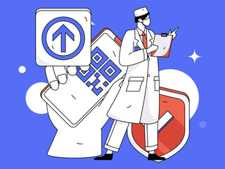 Medical characters fighting the epidemic flat vector concept operation hand drawn illustration
