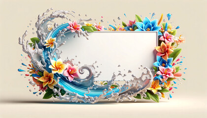 3D Songkran Celebration with Water Splashes and Flowers