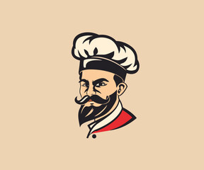bearded chef logo mascot illustration