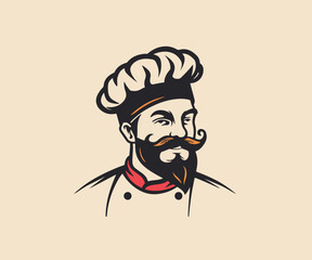 bearded chef logo mascot illustration