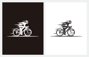 Cycling Race Fast Silhouette Stylized Symbol logo design icon vector