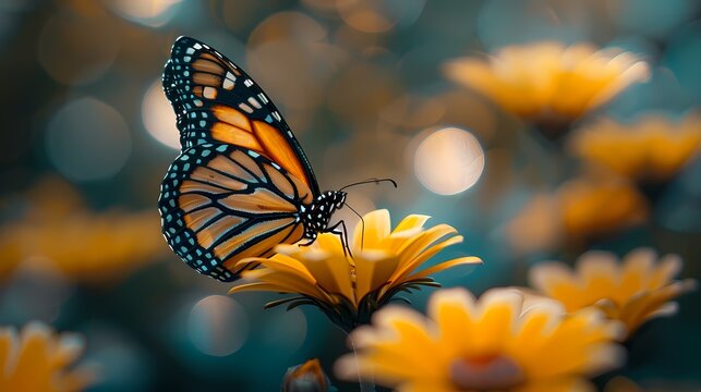 Dark color butterfly with yellow, Macro photography , close up shot of nature background for wallpaper and illustration 