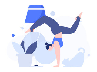 Fototapeta premium Practicing yoga, physical and mental health, flat vector character concept, operation hand drawn illustration 