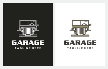 Off road 4x4 Vintage Car Garage logo design suv adventure and car event design element © S 88