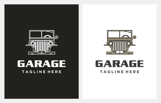 Off road 4x4 Vintage Car Garage logo design suv adventure and car event design element