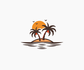 Fototapeta na wymiar island beach logo design template