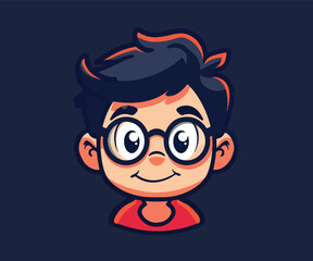 handsome boy cartoon with glasses logo