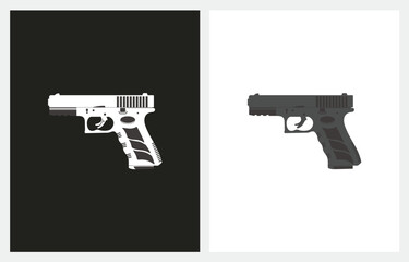 Gun Handgun Shooter Pistol vector icon logo design