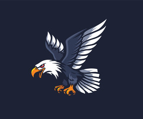 bald eagle hawk logo design mascot