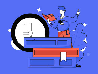 Character reading quietly vector concept operation hand drawn illustration
