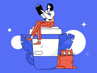 Character reading quietly vector concept operation hand drawn illustration
