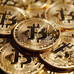 Fototapeta na wymiar Cryptocurrency golden bitcoin coin
