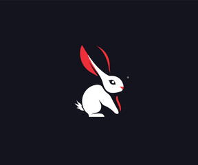 cute rabbit logo design template