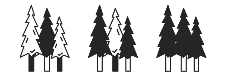 Pine tree icon on white background. Vector logo pine tree illustration.