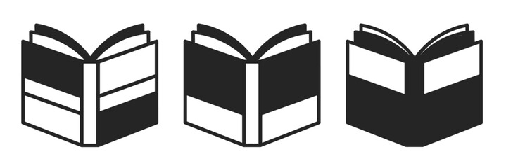 Book icon on white background. Vector logo book illustration.