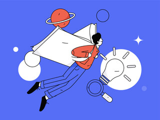 Character reading quietly vector concept operation hand drawn illustration
