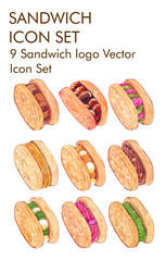 Sandwich logo vector icon set