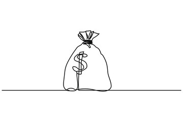 money sack continuous line logo design