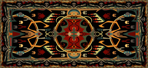 alien Battle on the carpet pattern vector drawing