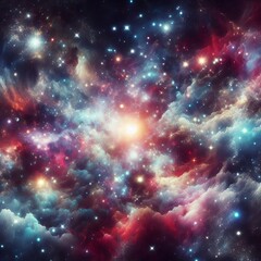 Fototapeta premium Abstract space background with nebula, stars and galaxies. 