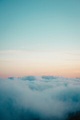 The sky view above the clouds.