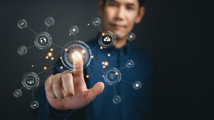 Customer service management cloud computing.. Digital transformation change management, internet of things (loT), new technology bigdata and business process strategy, automate operation.