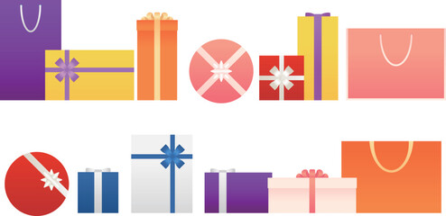 multicolor gifts box set illustration