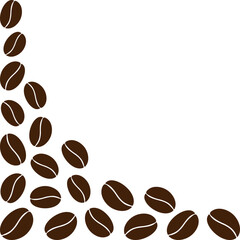 Bottom corner frame border of coffee beans in trendy dark brown Copy space. Greetings design concept