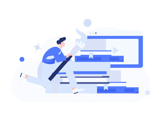 Character reading quietly vector concept operation hand drawn illustration
