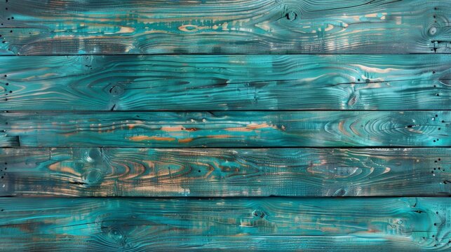 Teal or turquoise green painted wood background texture