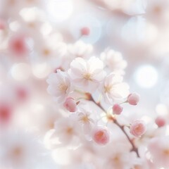 Cherry blossom in spring time with soft focus and shallow depth of field