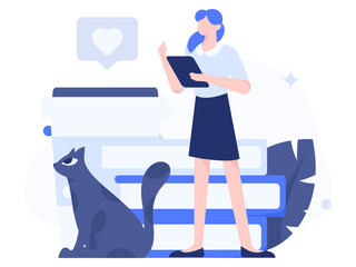 Character reading quietly vector concept operation hand drawn illustration
